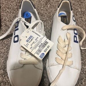 Polo White Sneakers with Blue Logo